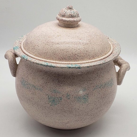 Rose Studio Art Pottery Mauve Agate Color Glazed Heavy Pot Dish w/ Lid. Measure - Picture 2 of 6